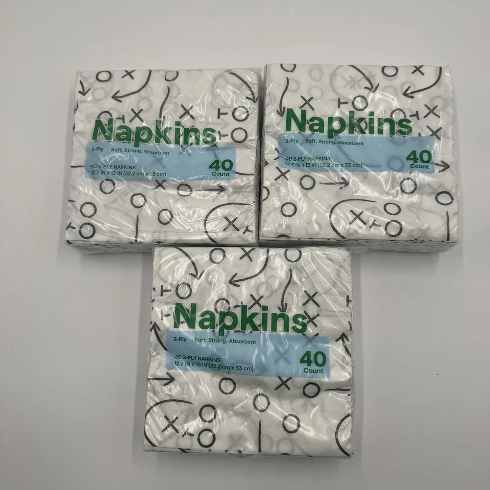 Printed Playbook 2-Ply Paper Napkins 120ct 3 Pack Football Party Tailgate